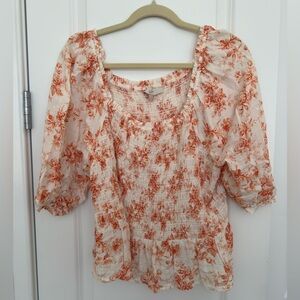 LOFT Smocked Floral Blouse